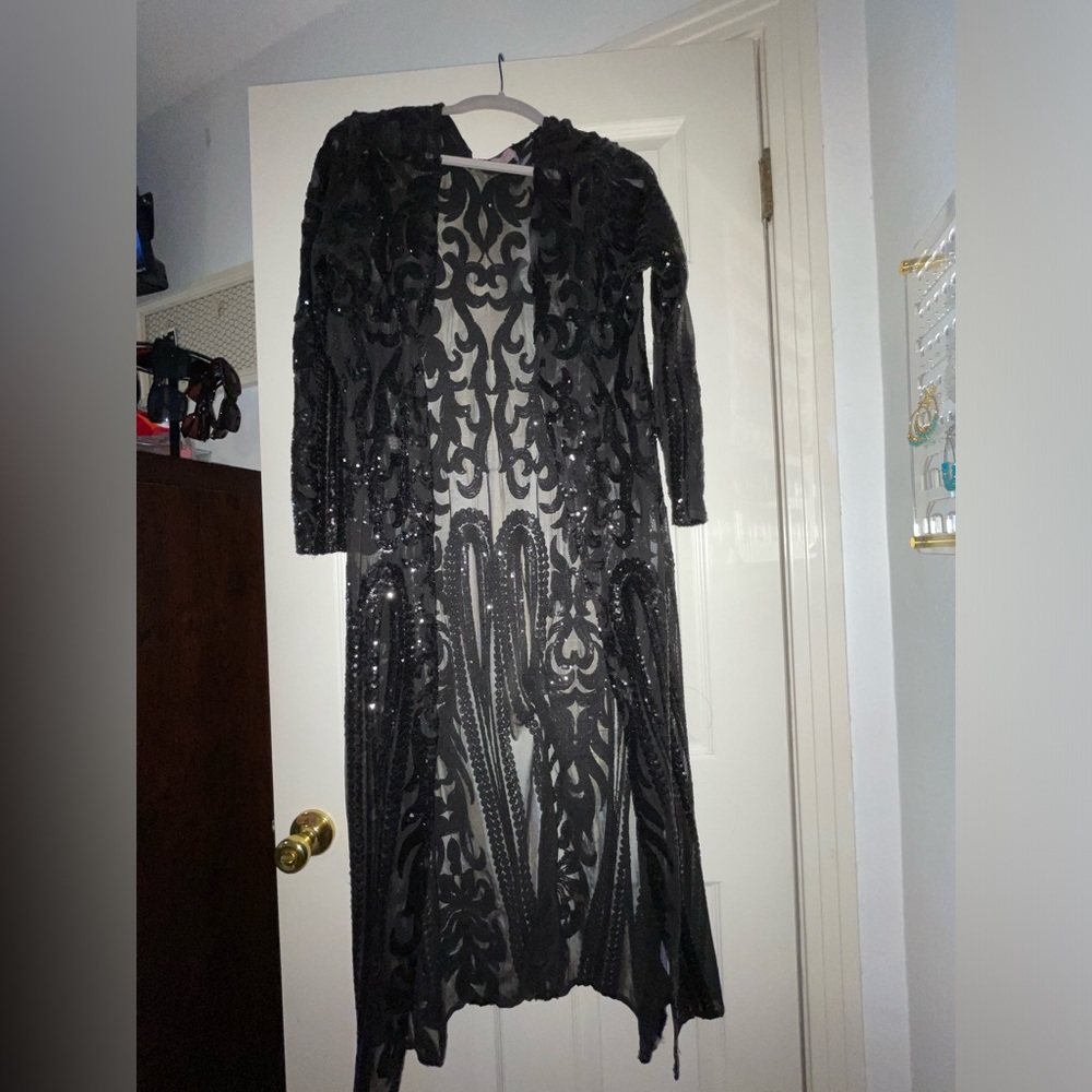 Black sequin duster